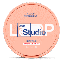 LOOP Hot Peach Strong 9.4mg nicotine pouches can