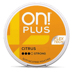 on! PLUS Citrus Strong 9mg nicotine pouches can