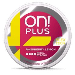 on! PLUS Raspberry Lemon Extra Strong 11mg nicotine pouches can