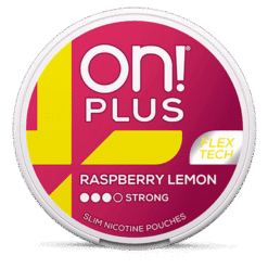 on! PLUS Raspberry Lemon Strong 9mg nicotine pouches can