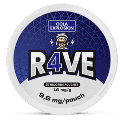 R4VE Cola Explosion 9.6mg nicotine pouches can