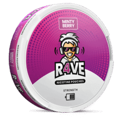 R4VE Minty Berry 5mg nicotine pouches can