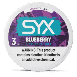 SYX Blueberry 2.8mg nicotine pouches can