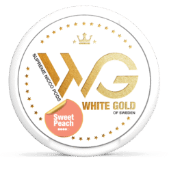 White Gold Sweet Peach Strong 6mg nicotine pouches can