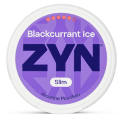 ZYN Slim Blackcurrant Ice Super Strong 13.5mg nicotine pouches can