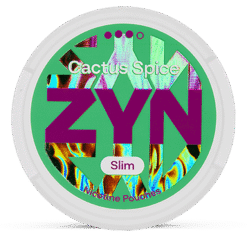 ZYN Slim Cactus Spice Strong 9mg nicotine pouches can