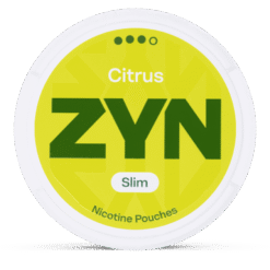 ZYN Slim Citrus Strong 9.1mg nicotine pouches can