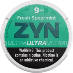 ZYN Ultra Fresh Spearmint 9mg nicotine pouches can